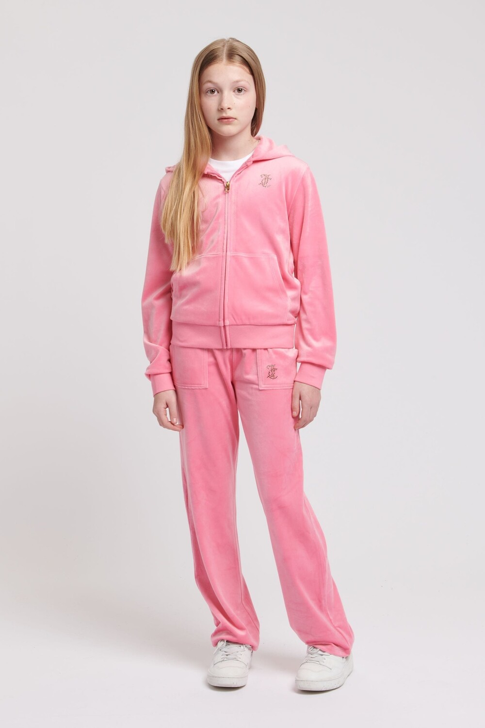 Розовый девичий спортивный костюм на молнии с широкими штанинами и стразами Juicy Couture, розовый
Розовый девичий спортивный костюм на молнии с широкими штанинами и стразами Juicy Couture, розовый