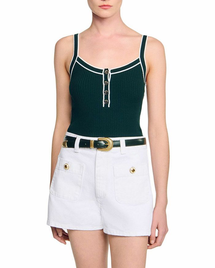 Двухцветный трикотажный топ Sandro, зеленый
Двухцветный трикотажный топ Sandro, зеленый