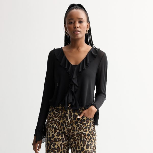 Женская блузка с сетчатым воротником и оборками спереди Intempo, черный
Женская блузка с сетчатым воротником и оборками спереди Intempo, черный