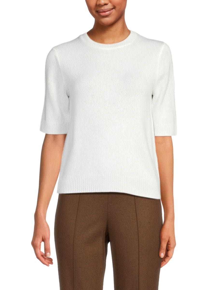 Шерстяной и кашемировый свитер с ребристыми рукавами до локтя Vince, белый
Шерстяной и кашемировый свитер с ребристыми рукавами до локтя Vince, белый