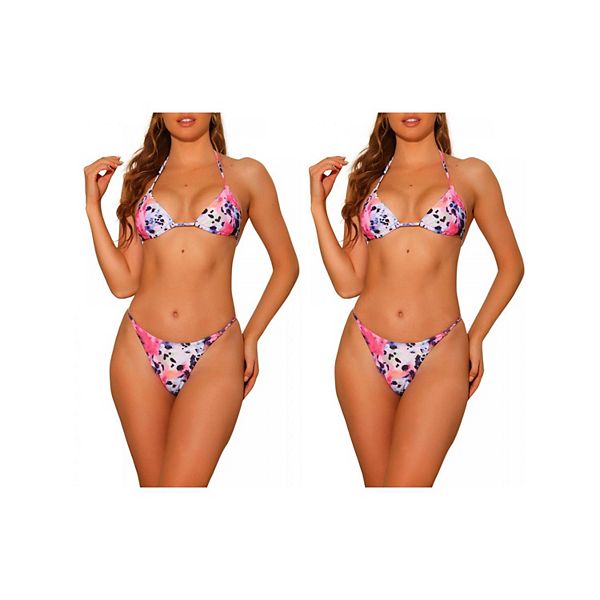 2 комплекта женского бикини с леопардовым принтом, топ-халтер и стринги на шнуровке Inspire Chic, Colorful
2 комплекта женского бикини с леопардовым принтом, топ-халтер и стринги на шнуровке Inspire Chic, Colorful