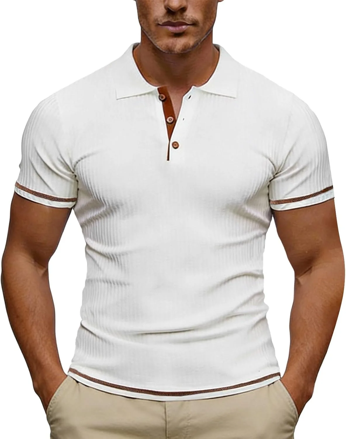 Рибленый поло с коротким рукавом для мужчин
Рибленый поло с коротким рукавом для мужчин