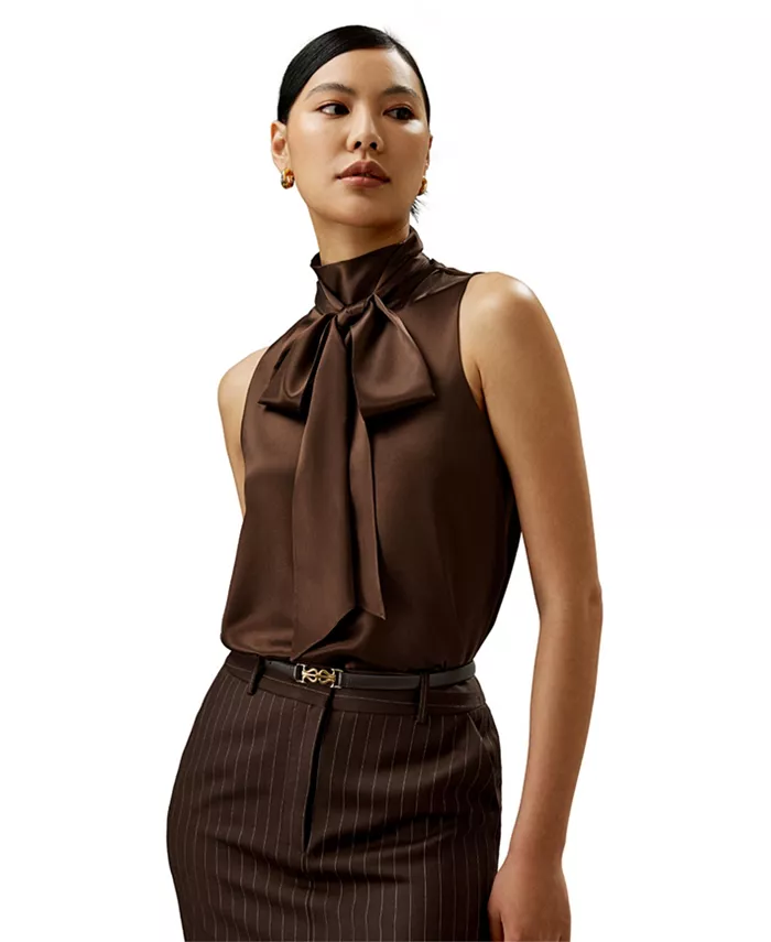 Женская шелковая блузка без рукавов с запахом LILYSILK, коричневый
Женская шелковая блузка без рукавов с запахом LILYSILK, коричневый