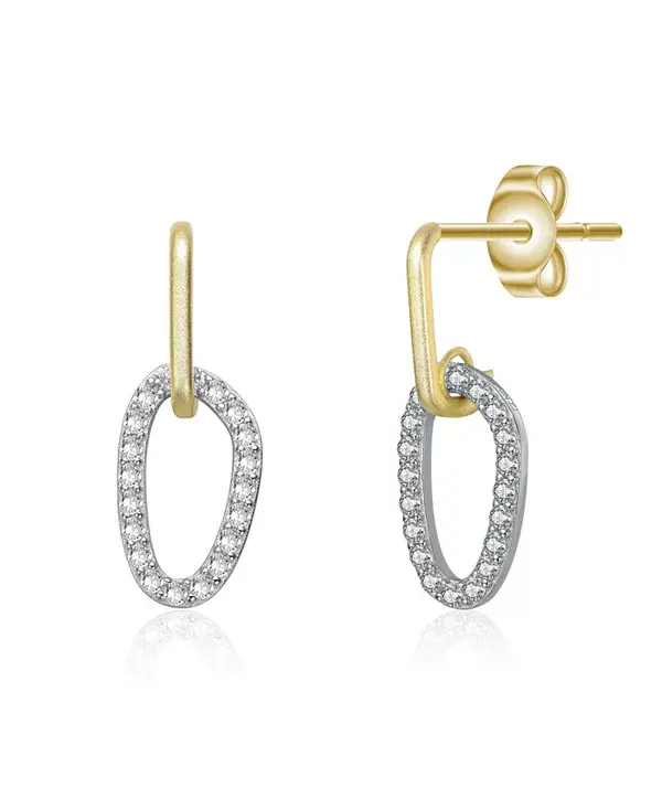 Двухцветные серьги-подвески овальной формы с прозрачными кубическими цирконами Rachel Glauber, two-toned
Двухцветные серьги-подвески овальной формы с прозрачными кубическими цирконами Rachel Glauber, two-toned