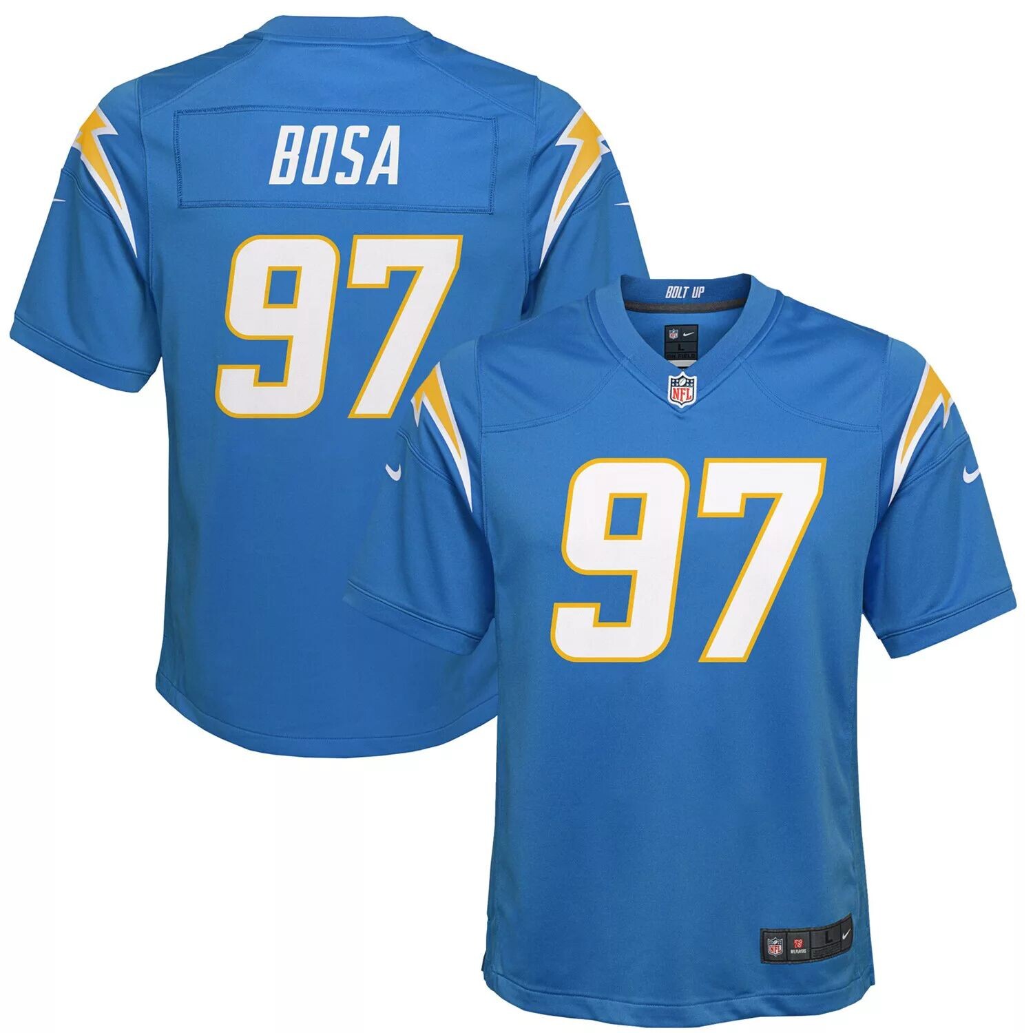 Молодежный игровой трикотаж Nike Joey Bosa Powder Blue Los Angeles Chargers Nike
Молодежный игровой трикотаж Nike Joey Bosa Powder Blue Los Angeles Chargers Nike