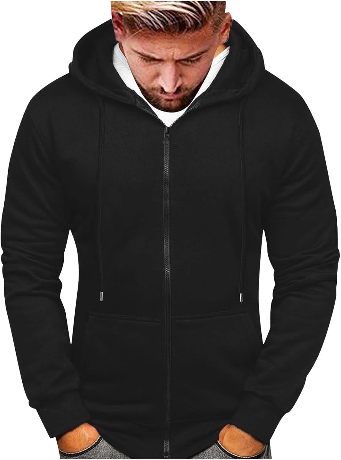 Мужская толстовка с капюшоном на молнии, легкий флис, с карманами
Мужская толстовка с капюшоном на молнии, легкий флис, с карманами