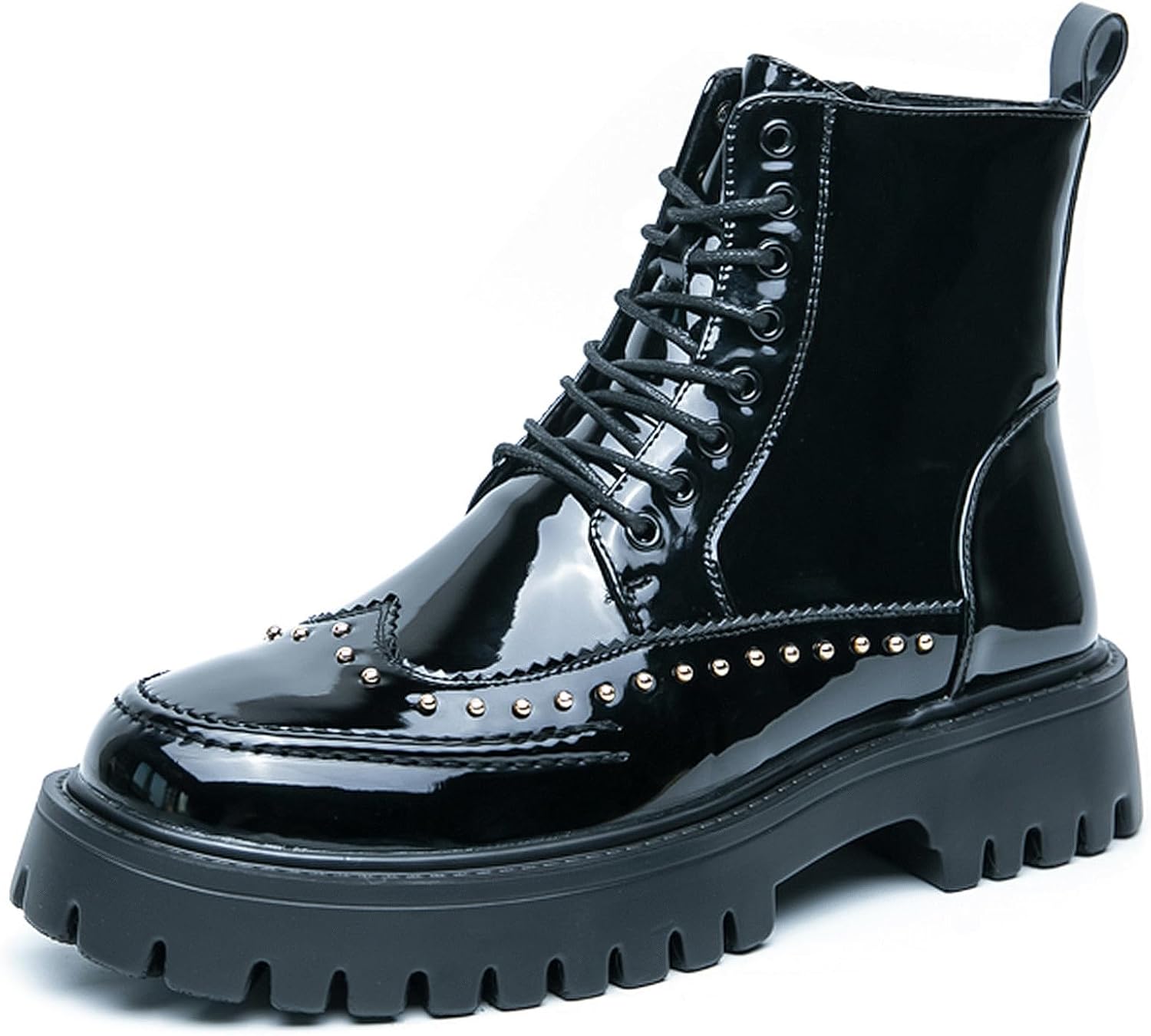 Мужские ботинки на шнуровке с боковой молнией, из лакированной кожи с платформой, с крыльями, модные с заклепками, с массивным каблуком, на грубой подошве, повседневные высокие ботинки, мотоботы Qijozxn, черный
Мужские ботинки на шнуровке с боковой молнией, из лакированной кожи с платформой, с крыльями, модные с заклепками, с массивным каблуком, на грубой подошве, повседневные высокие ботинки, мотоботы Qijozxn, черный