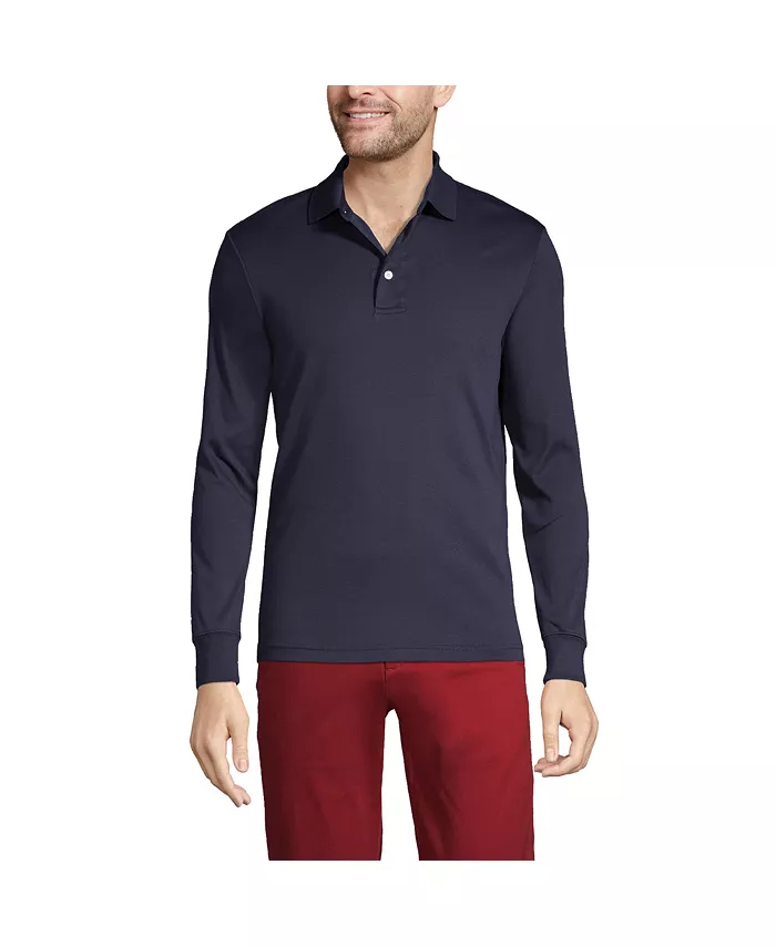 Мужская хлопковая поло с длинным рукавом из Supima Lands' End, синий
Мужская хлопковая поло с длинным рукавом из Supima Lands' End, синий