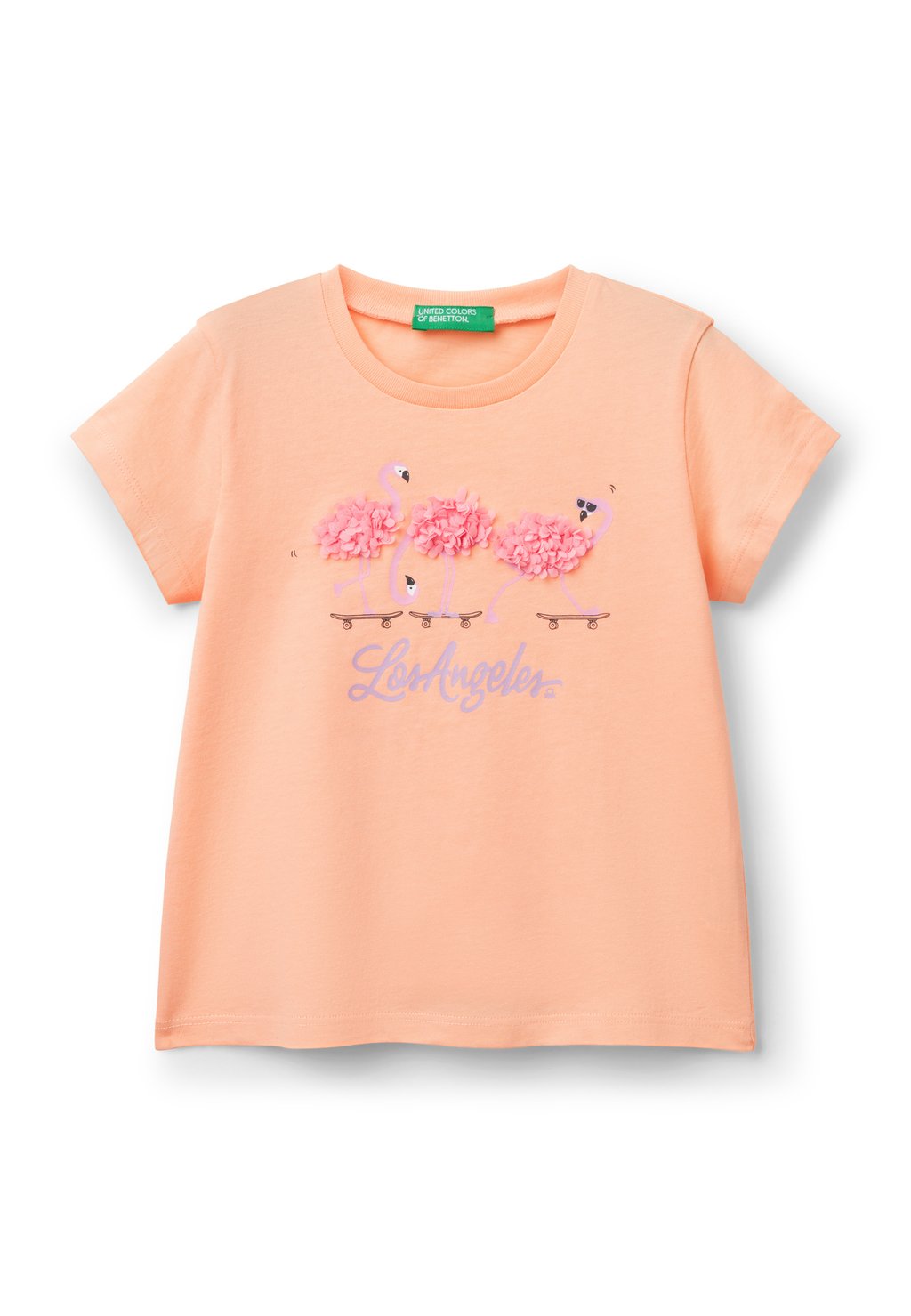 Футболка с принтом WITH PETAL EFFECT APPLIQUE United Colors of Benetton, оранжевый 
Футболка с принтом WITH PETAL EFFECT APPLIQUE United Colors of Benetton, оранжевый