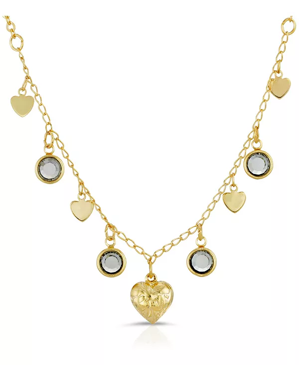 Ожерелье с каплями в форме сердечек 2028, black