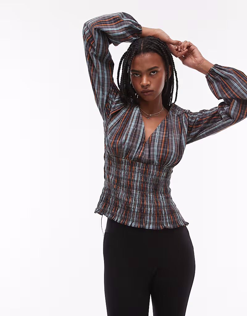 Топ Topshop со сборками в сине-желтую клетку
Топ Topshop со сборками в сине-желтую клетку