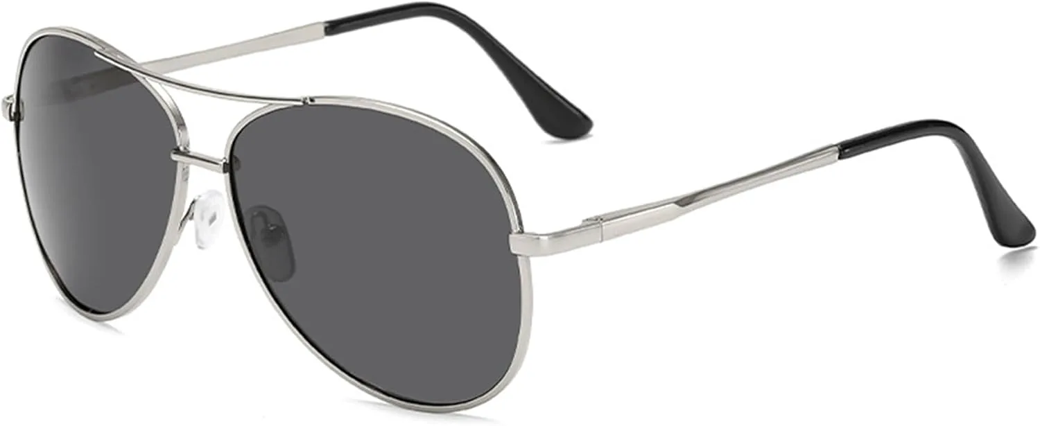Классические солнцезащитные очки-пилот для женщин и мужчин, поляризованные, в стиле «авиатор», с пружинным шарниром и металлическим корпусом ALKAHE, Silver
Классические солнцезащитные очки-пилот для женщин и мужчин, поляризованные, в стиле «авиатор», с пружинным шарниром и металлическим корпусом ALKAHE, Silver