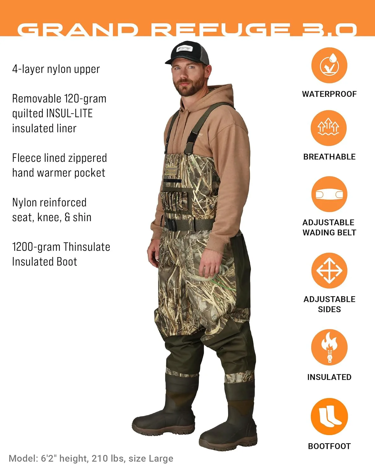 Водонепроницаемые забродные сапоги FROGG TOGGS Grand Refuge 3.0 для мужчин с съемной утепляющей подкладкой для охоты
Водонепроницаемые забродные сапоги FROGG TOGGS Grand Refuge 3.0 для мужчин с съемной утепляющей подкладкой для охоты