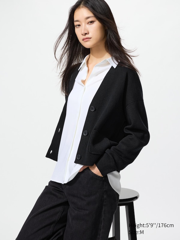Хлопковый кардиган с V-вырезом Uniqlo, 09 black
Хлопковый кардиган с V-вырезом Uniqlo, 09 black