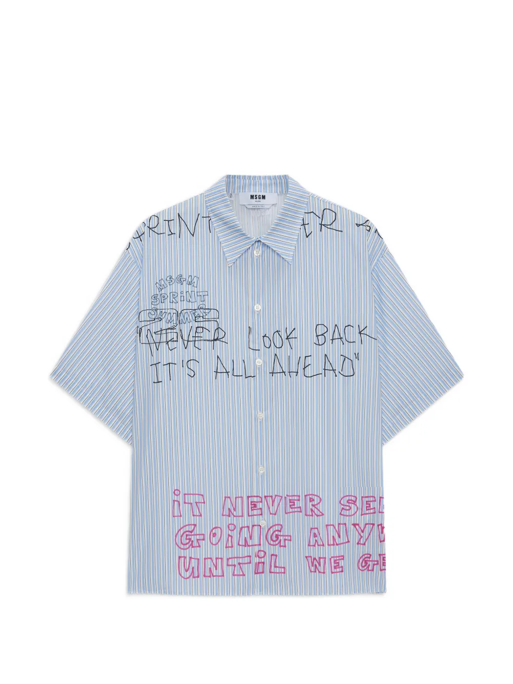 Рубашка в полоску с графическим узором Msgm, синий
Рубашка в полоску с графическим узором Msgm, синий
