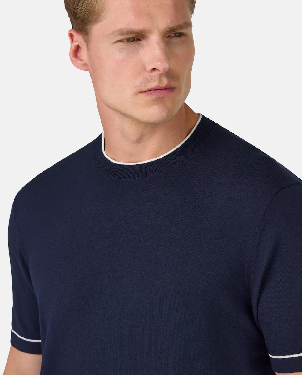 Мужской короткий рукав джемпер из хлопкового крепа Boggi Milano, темно-синий
Мужской короткий рукав джемпер из хлопкового крепа Boggi Milano, темно-синий