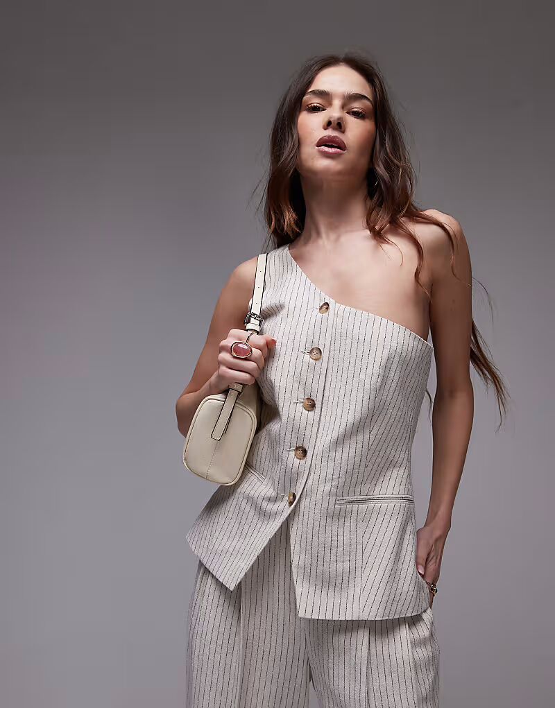 Льняной топ Coord в полоску на одно плечо кремового цвета Topshop
Льняной топ Coord в полоску на одно плечо кремового цвета Topshop