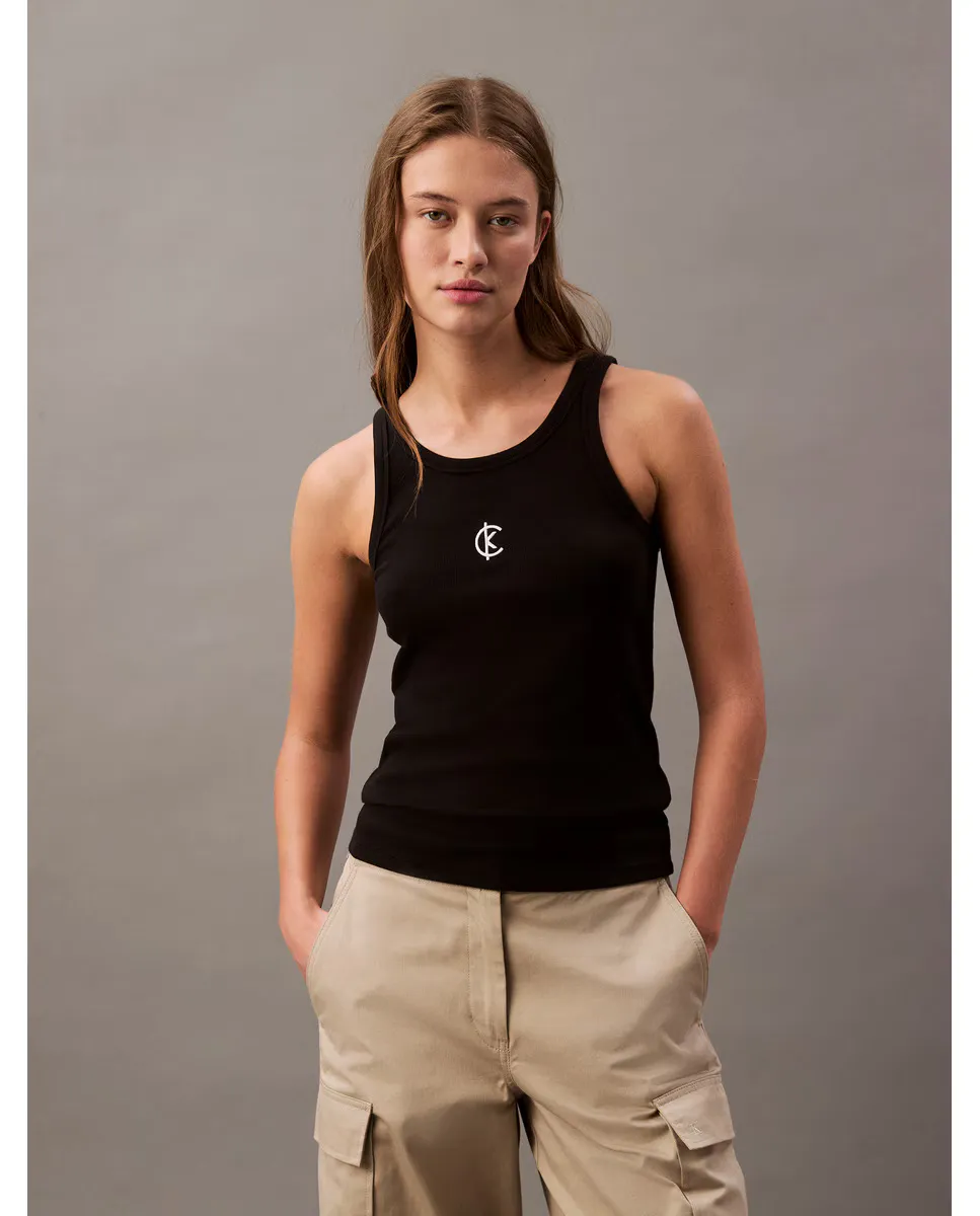 Женский топ в рубчик с логотипом Calvin Klein Jeans, черный
Женский топ в рубчик с логотипом Calvin Klein Jeans, черный