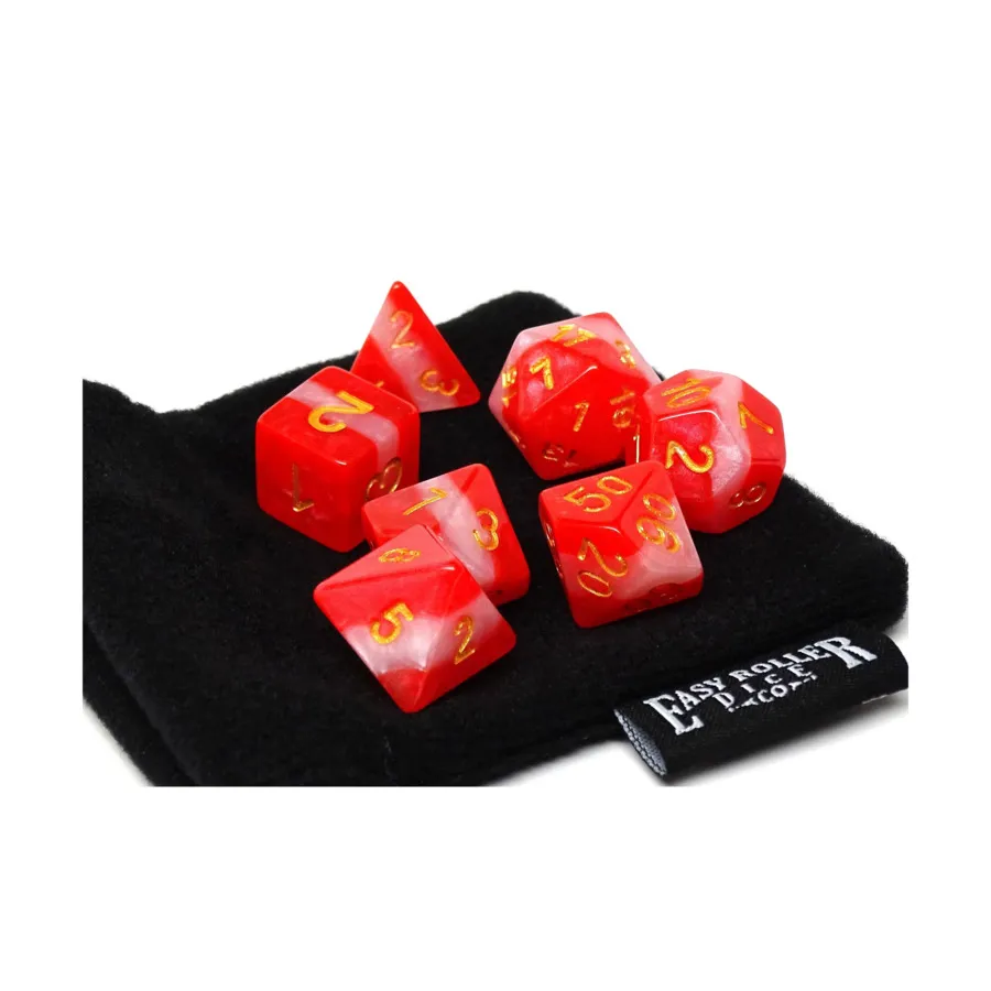 Красный и слоновая кость с золотом, Dice - 7 Piece Poly Sets - Multi-Tone (Easy Roller Dice)
Красный и слоновая кость с золотом, Dice - 7 Piece Poly Sets - Multi-Tone (Easy Roller Dice)