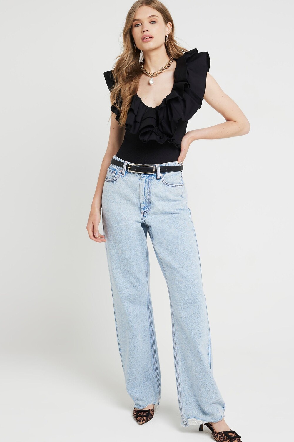 Боди с оборкой River Island, черный
Боди с оборкой River Island, черный