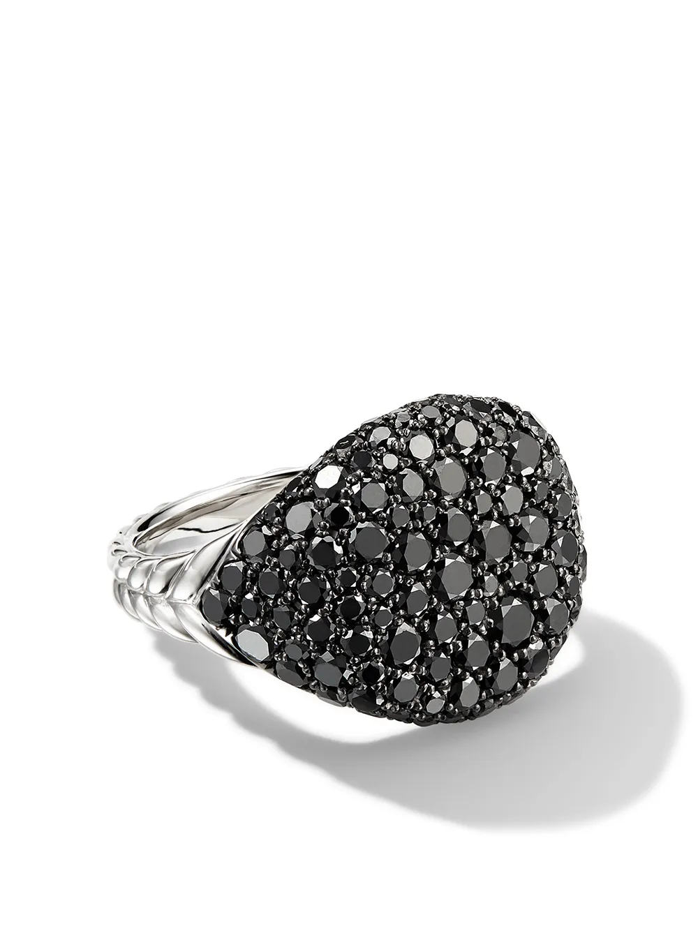 Кольцо Chevron из белого золота с бриллиантами (13 мм) David Yurman, серебряный