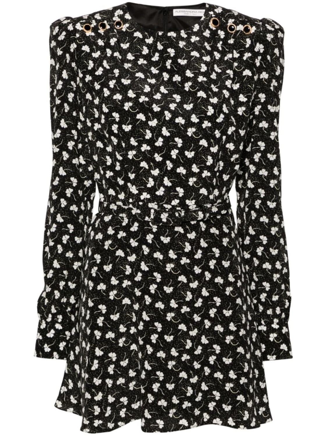Alessandra Rich шелковое мини-платье с поясом, черный