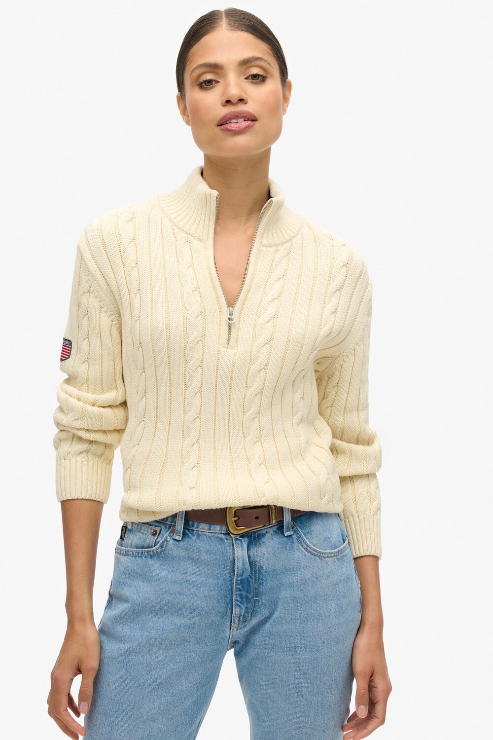 Вязаный регбийный джемпер хенли Superdry, белый
Вязаный регбийный джемпер хенли Superdry, белый