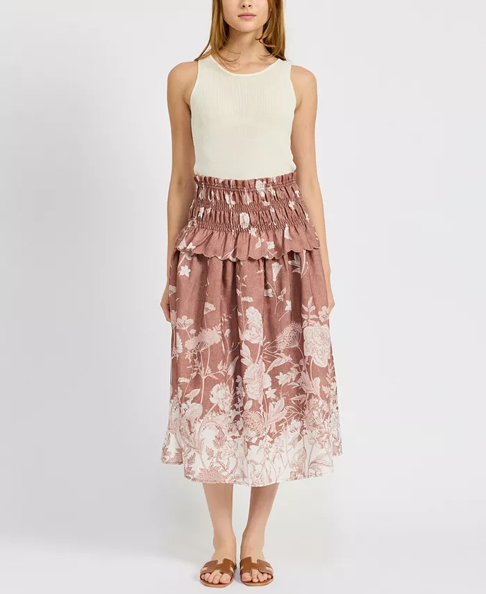 Женская юбка миди с принтом Monet, застегивающаяся на пуговицы En Saison, коричневый 
Женская юбка миди с принтом Monet, застегивающаяся на пуговицы En Saison, коричневый