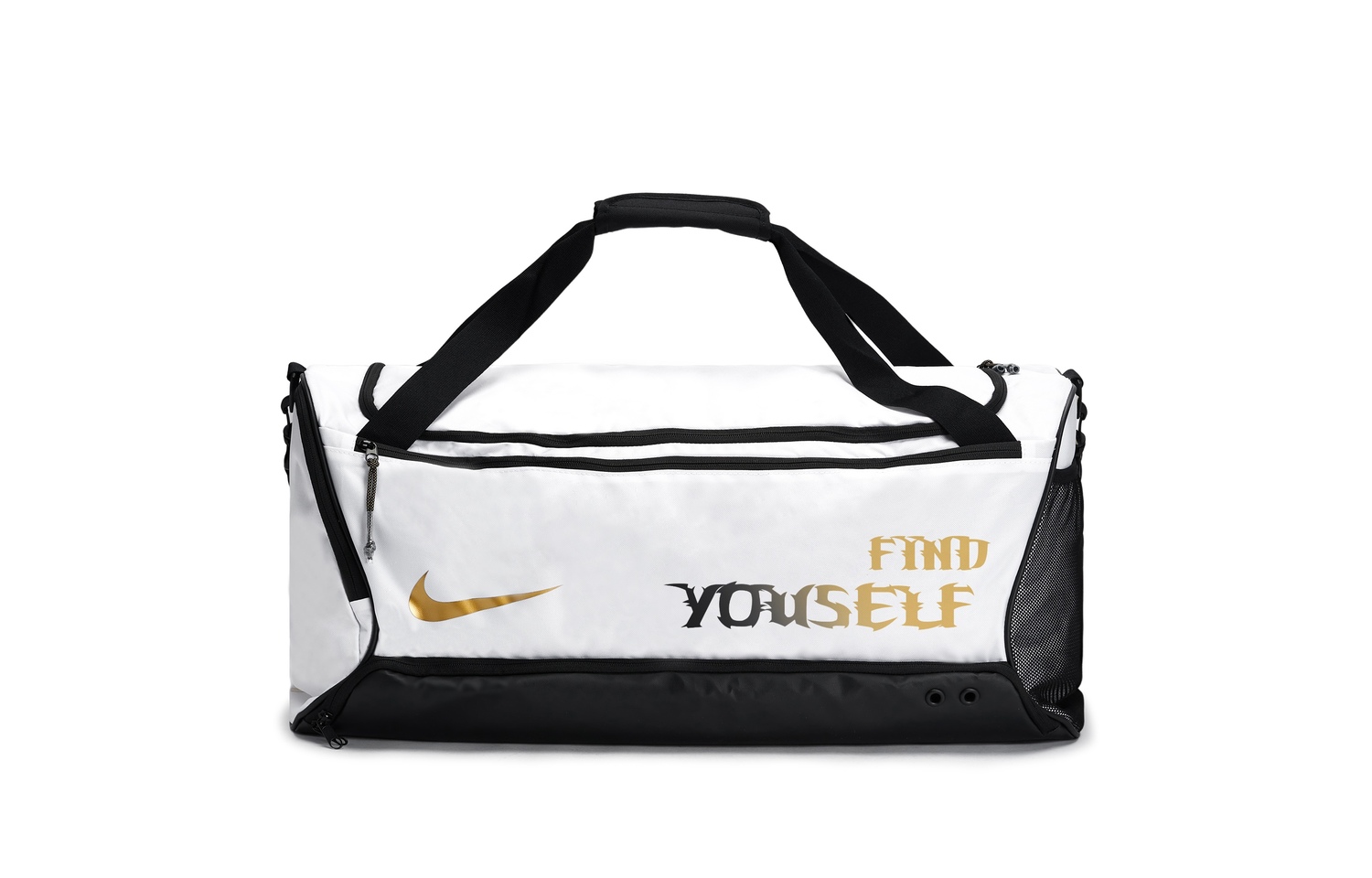 Nike Нейлоновая дорожная сумка для спортзала малого размера унисекс черно-белая, Find yourself
Nike Нейлоновая дорожная сумка для спортзала малого размера унисекс черно-белая, Find yourself