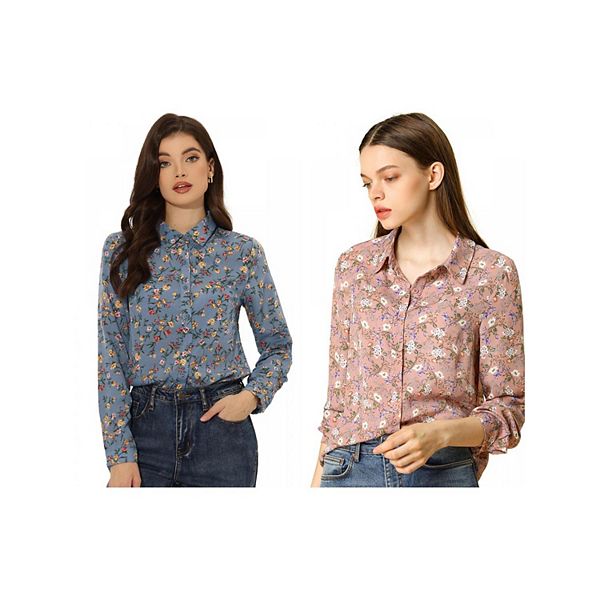 2 упаковки женской рубашки с длинным рукавом и цветочным принтом Inspire Chic, Pink Gray Blue
2 упаковки женской рубашки с длинным рукавом и цветочным принтом Inspire Chic, Pink Gray Blue