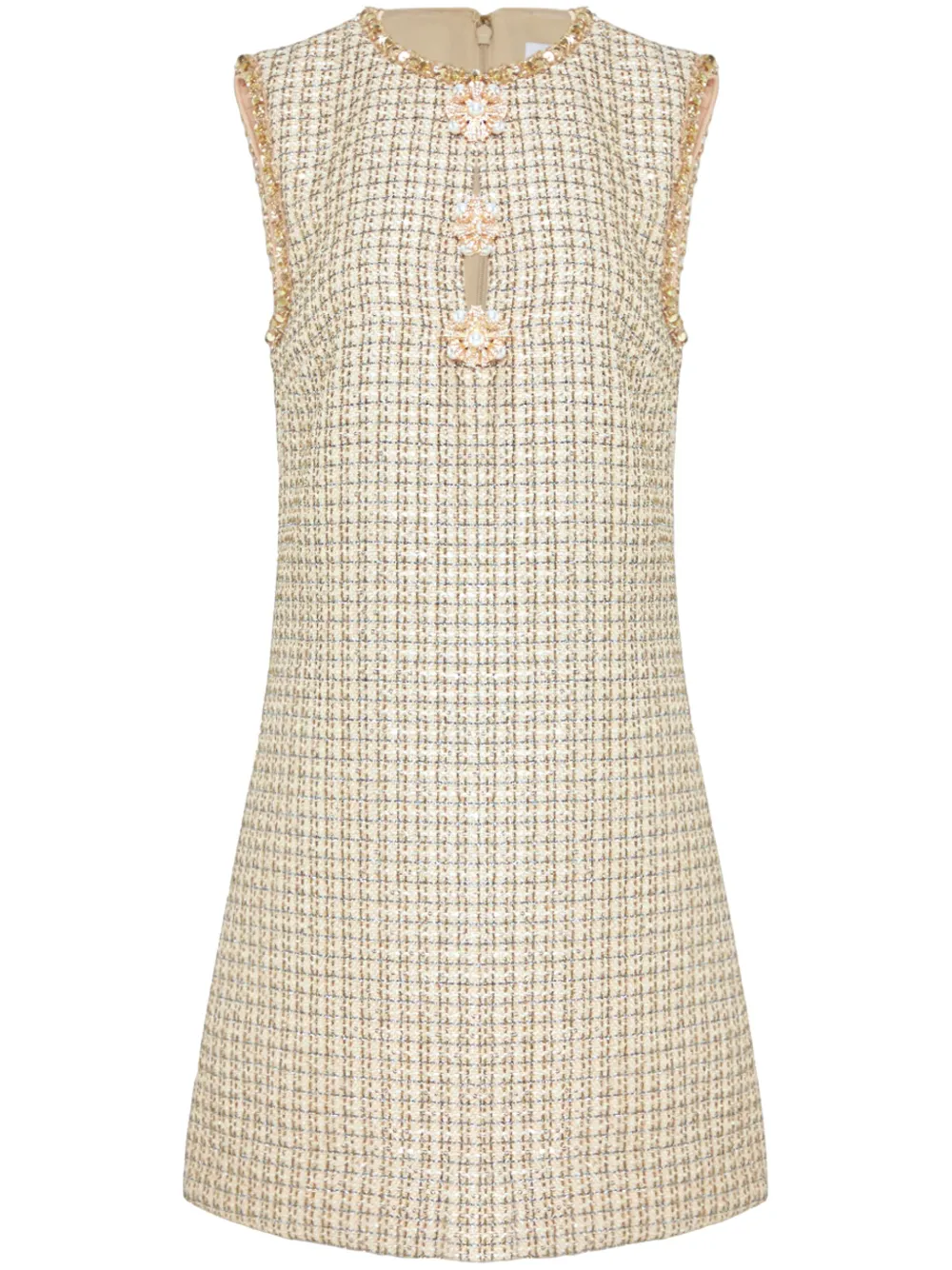 Декорированное платье мини из букле Self-Portrait, золотой 
Декорированное платье мини из букле Self-Portrait, золотой