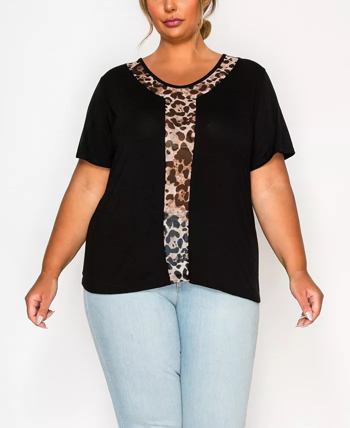 Топ с короткими рукавами и леопардовым принтом больших размеров с сетчатой вставкой COIN 1804, черный
Топ с короткими рукавами и леопардовым принтом больших размеров с сетчатой вставкой COIN 1804, черный