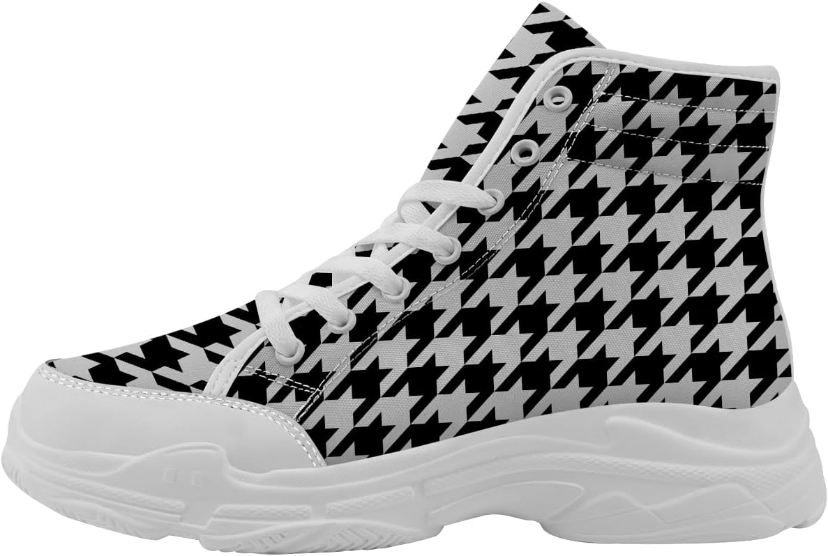 Высокие кеды с узором гусиная лапка для женщин, белые кеды на шнуровке с платформой из ткани, подарки для нее и для него Generic
Высокие кеды с узором гусиная лапка для женщин, белые кеды на шнуровке с платформой из ткани, подарки для нее и для него Generic