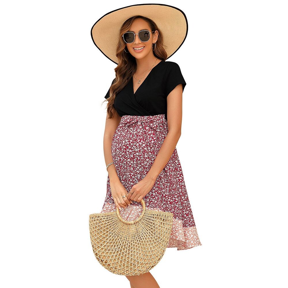 Женское платье для беременных с коротким рукавом и V-образным вырезом для детского душа, лоскутное платье для кормления, платье миди для беременных Kojooin, цвет Red Print
Женское платье для беременных с коротким рукавом и V-образным вырезом для детского душа, лоскутное платье для кормления, платье миди для беременных Kojooin, цвет Red Print