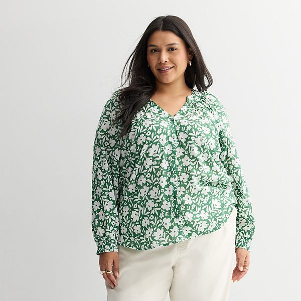 Топ с V-образным вырезом и застежкой на пуговицы, с длинными рукавами, plus size Sonoma Goods For Life, Green Jade Floral
Топ с V-образным вырезом и застежкой на пуговицы, с длинными рукавами, plus size Sonoma Goods For Life, Green Jade Floral