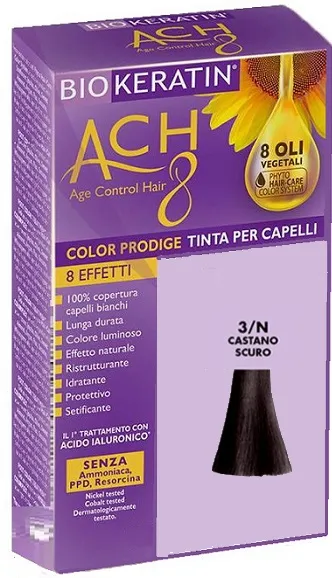 Краска для волос Biokeratin Ach8 3/N Темно-русая 
Краска для волос Biokeratin Ach8 3/N Темно-русая