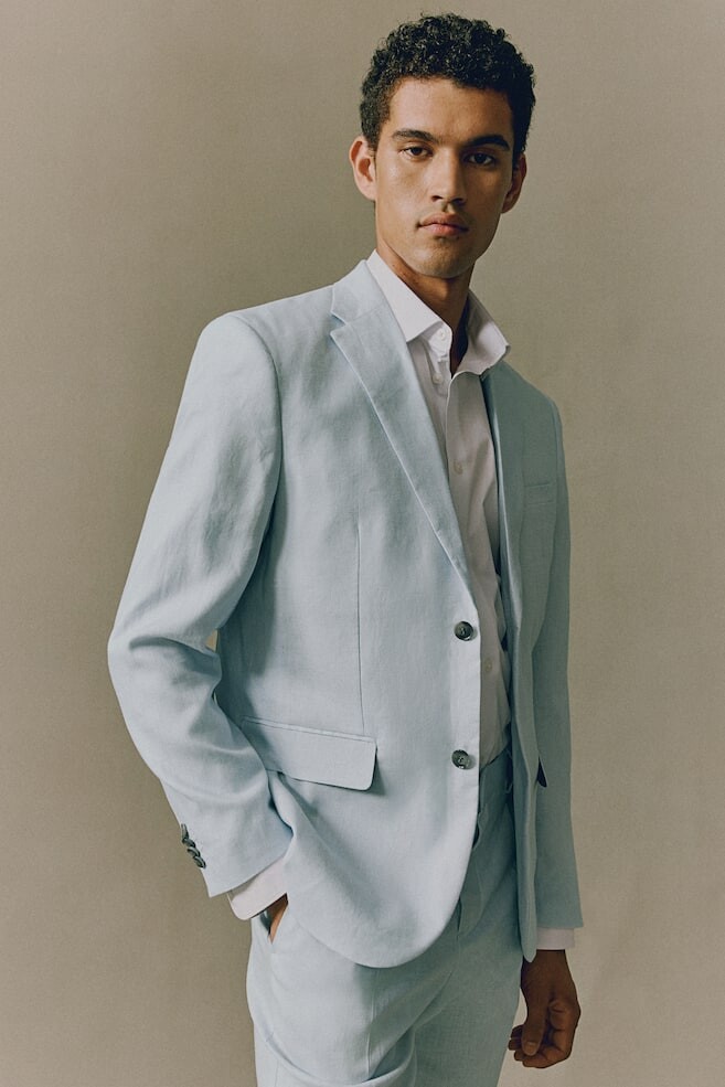 Льняной пиджак приталенного кроя H&M, голубой
Льняной пиджак приталенного кроя H&M, голубой