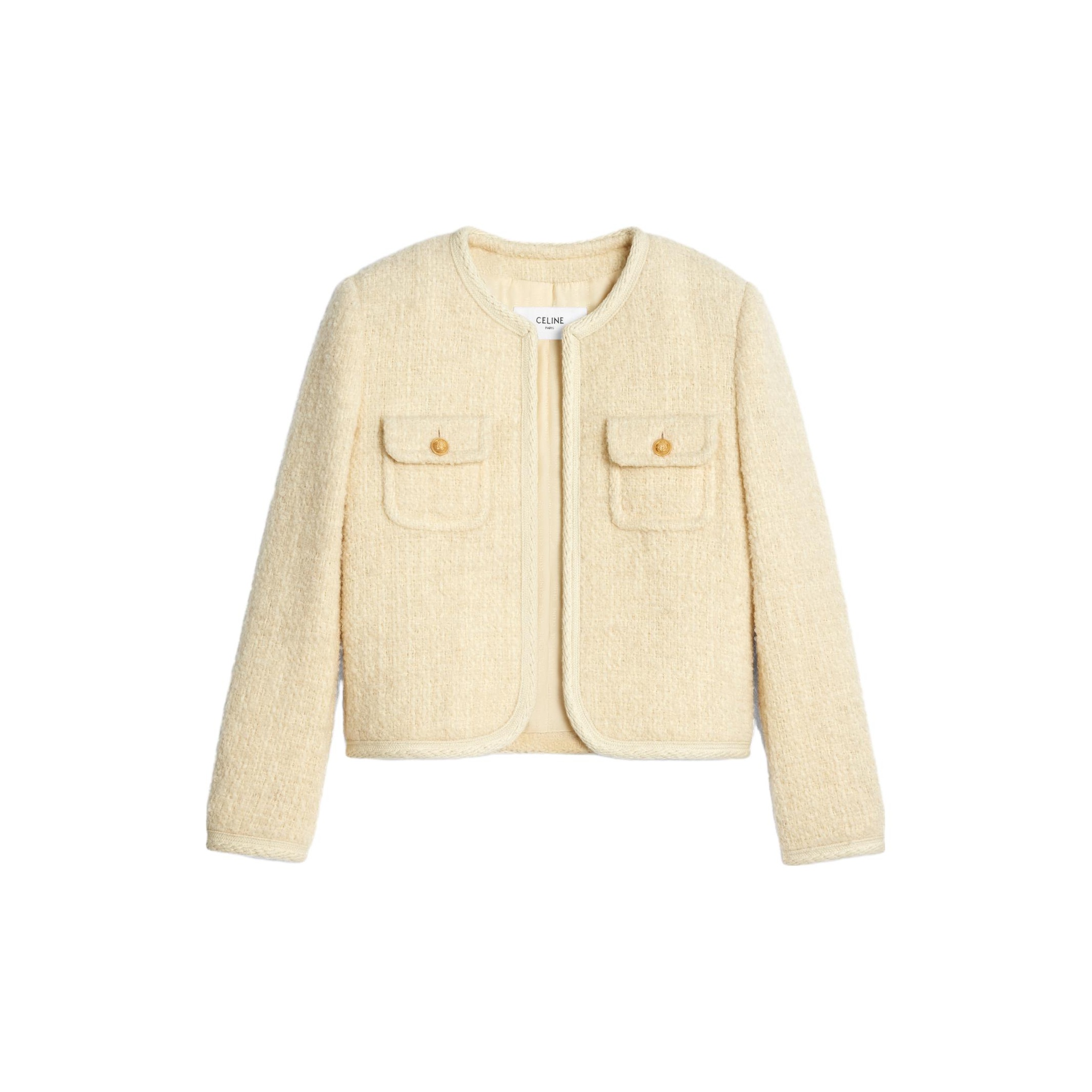 CELINE Светлое твидовое пальто челси цвета айвори, Vanilla
CELINE Светлое твидовое пальто челси цвета айвори, Vanilla