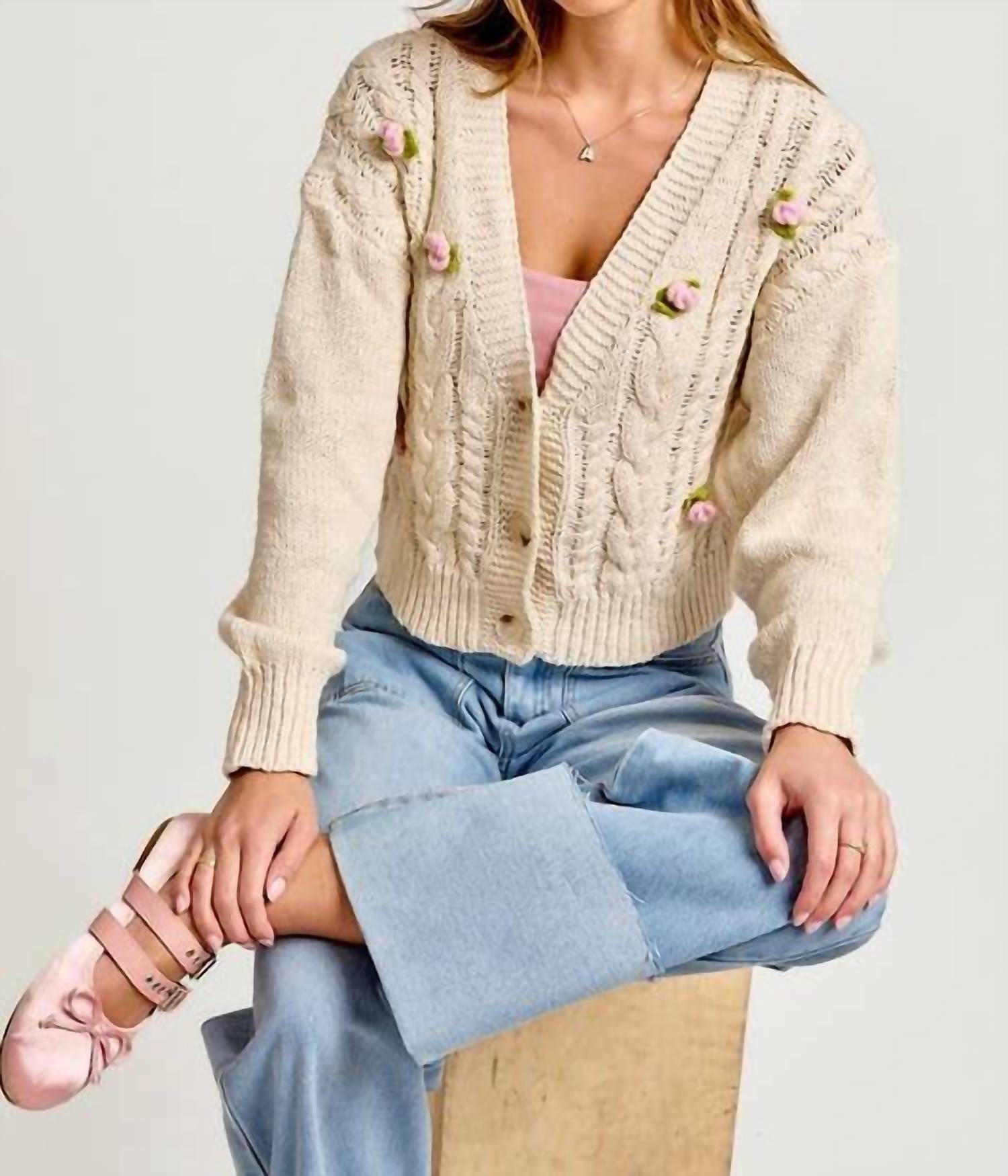 Кардиган Claire Rose вязаный бежевый LE LIS 
Кардиган Claire Rose вязаный бежевый LE LIS