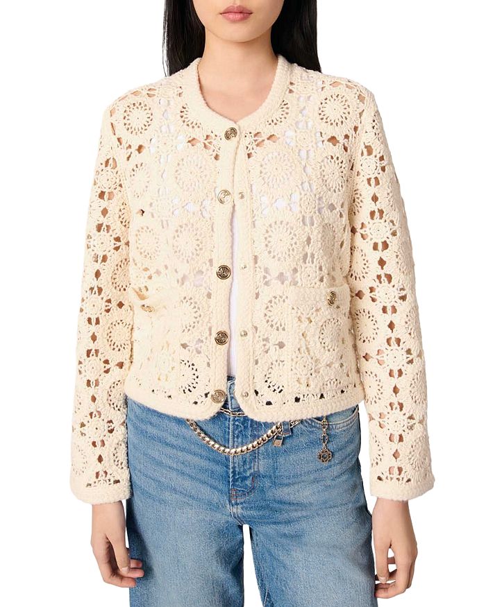 Укороченный кардиган крючком Maje, слоновая кость/кремовый
Укороченный кардиган крючком Maje, слоновая кость/кремовый