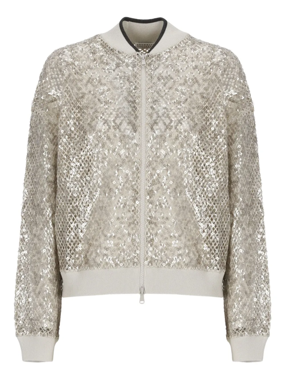 Кардиган с перфорацией и пайетками Brunello Cucinelli, серый
Кардиган с перфорацией и пайетками Brunello Cucinelli, серый