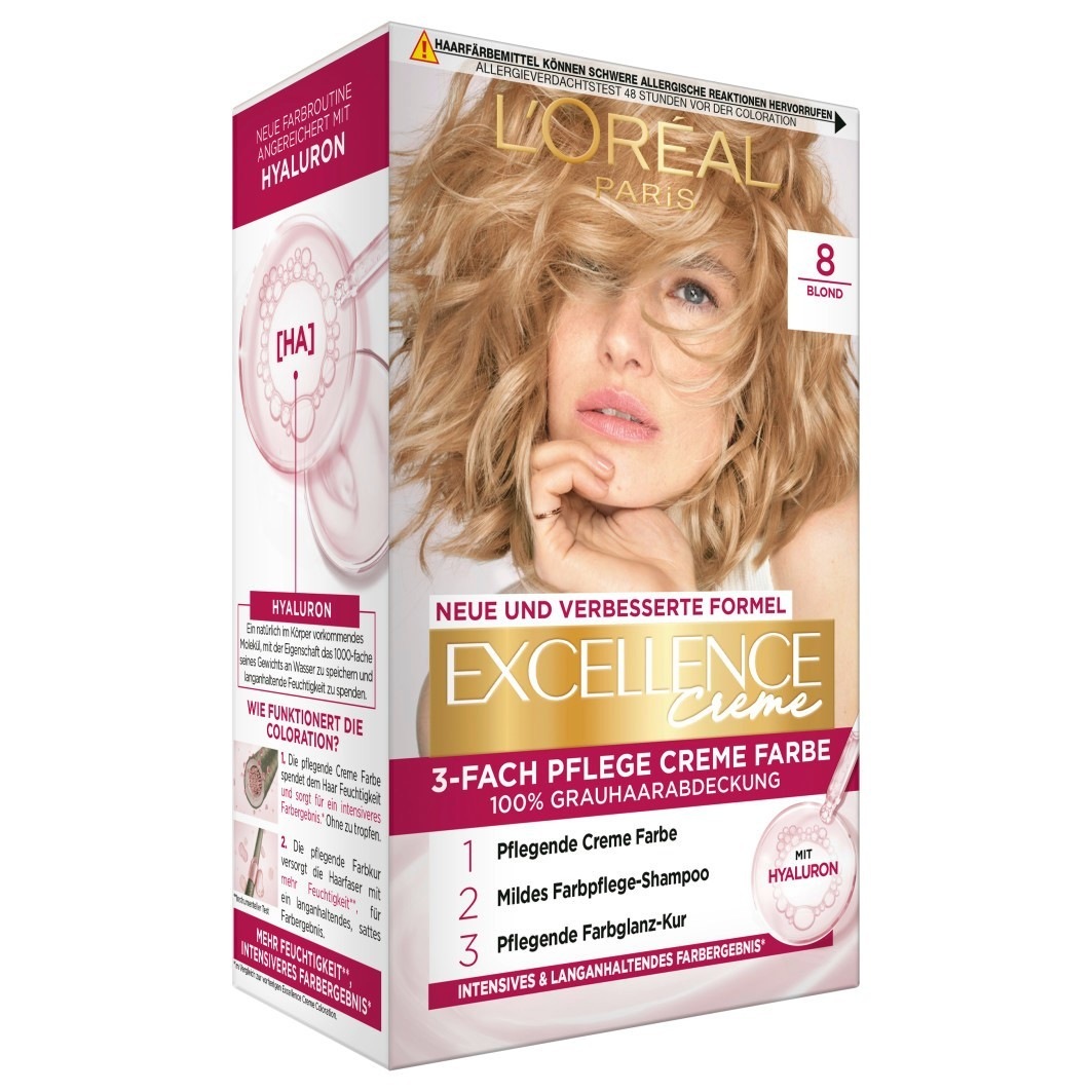 Краска для волос excellence crème Loreal Paris, nr. 8 - blond, количество 1 шт.
Краска для волос excellence crème Loreal Paris, nr. 8 - blond, количество 1 шт.