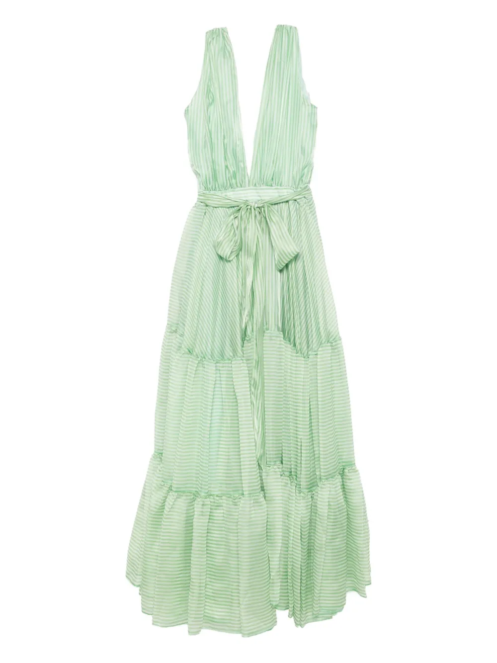 Ярусное платье макси в полоску MIAU by Clara Rotescu, зеленый
Ярусное платье макси в полоску MIAU by Clara Rotescu, зеленый