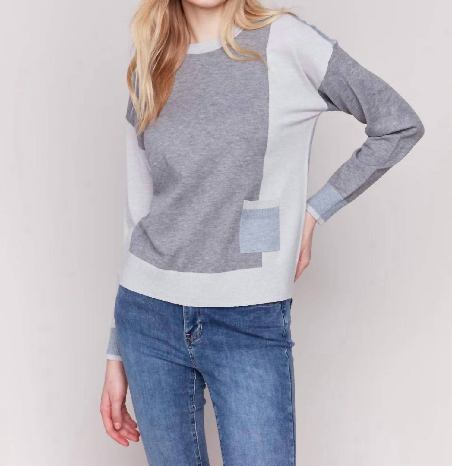 Свитер с цветными блоками и карманами в сером цвете CHARLIE B, серый
Свитер с цветными блоками и карманами в сером цвете CHARLIE B, серый
