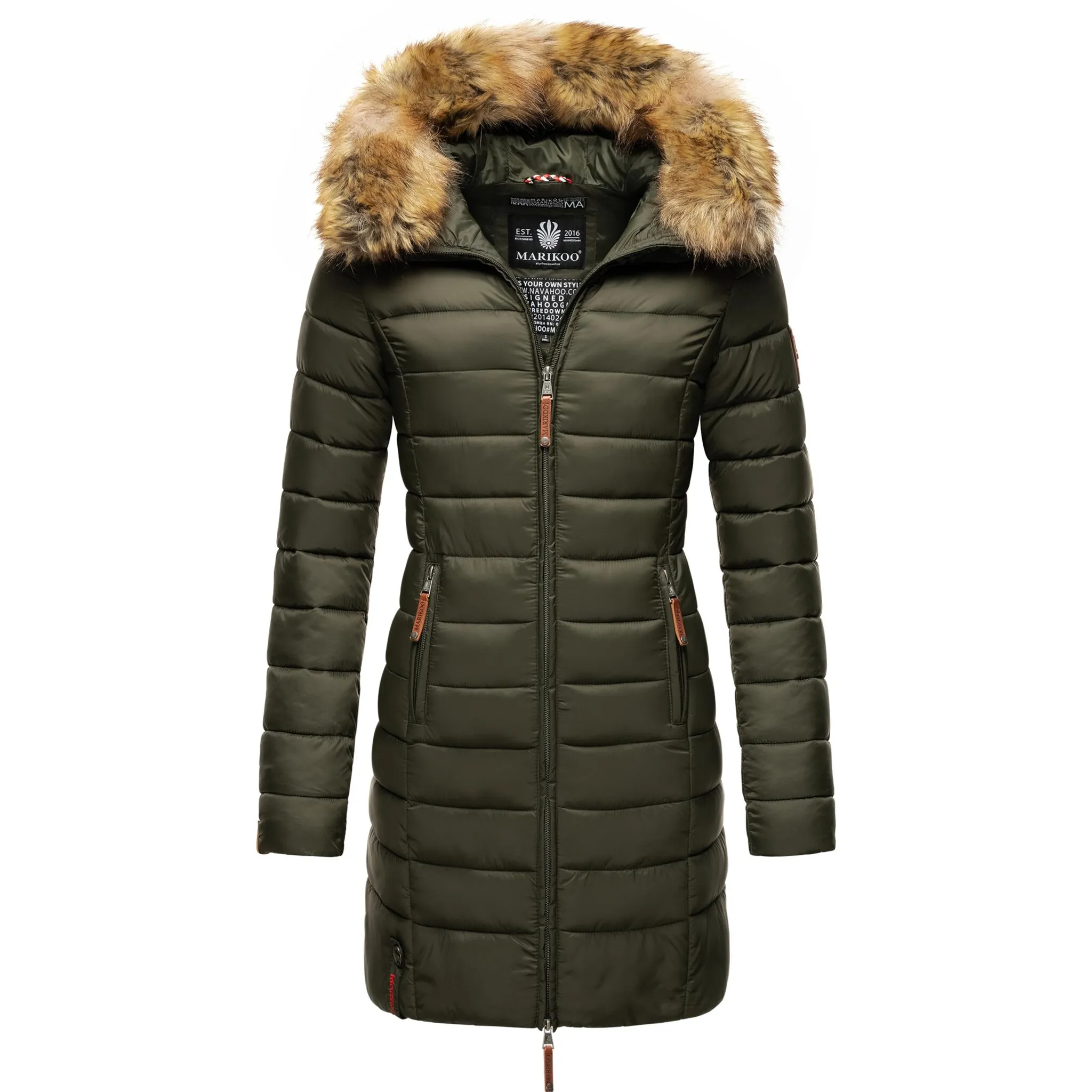 Стеганое пальто Marikoo "Роза-Степп", вневременная зимняя парка с большим капюшоном из искусственного меха, зеленый
Стеганое пальто Marikoo "Роза-Степп", вневременная зимняя парка с большим капюшоном из искусственного меха, зеленый