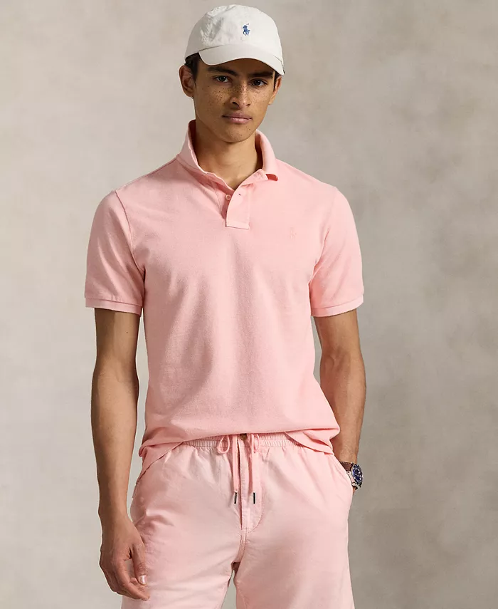 Мужская классическая поло из минерально-окрашенной сетчатой ткани Polo Ralph Lauren, розовый 
Мужская классическая поло из минерально-окрашенной сетчатой ткани Polo Ralph Lauren, розовый