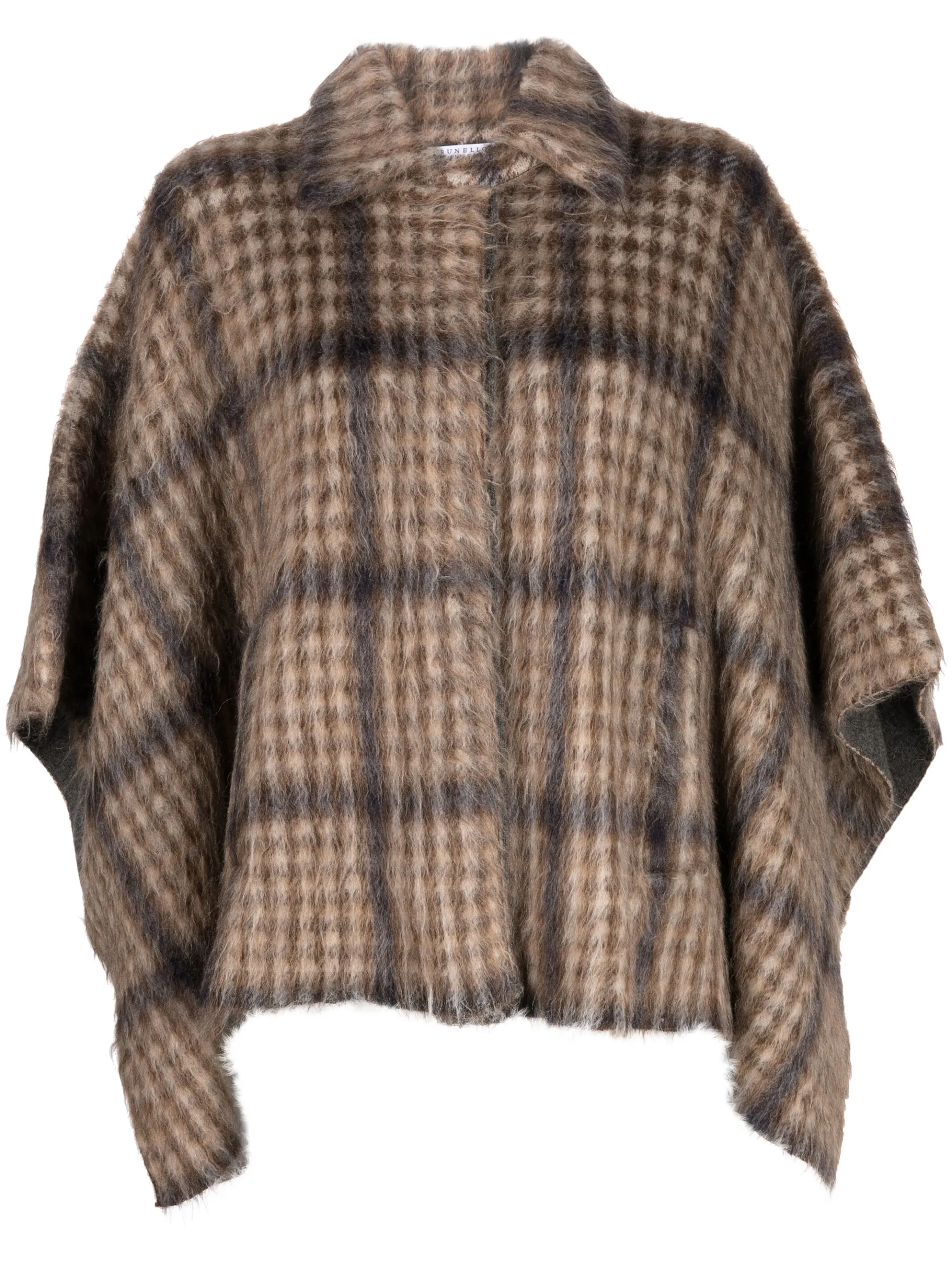 Фактурное пончо в клетку Brunello Cucinelli, бежевый
Фактурное пончо в клетку Brunello Cucinelli, бежевый