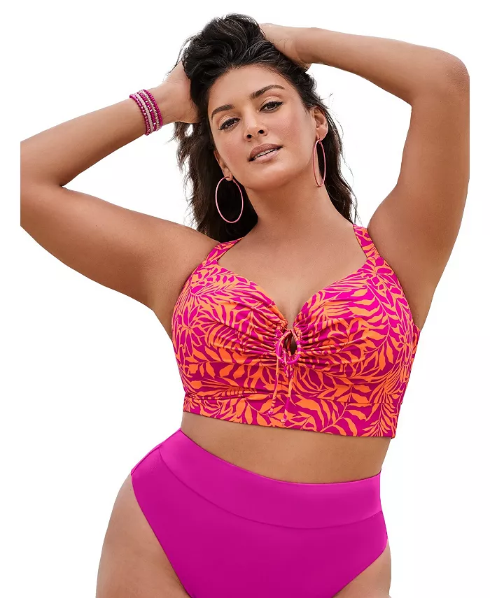 Женский бюстгальтер-бикини с завязками спереди, длинный, на косточках Swimsuits for All, оранжевый 
Женский бюстгальтер-бикини с завязками спереди, длинный, на косточках Swimsuits for All, оранжевый