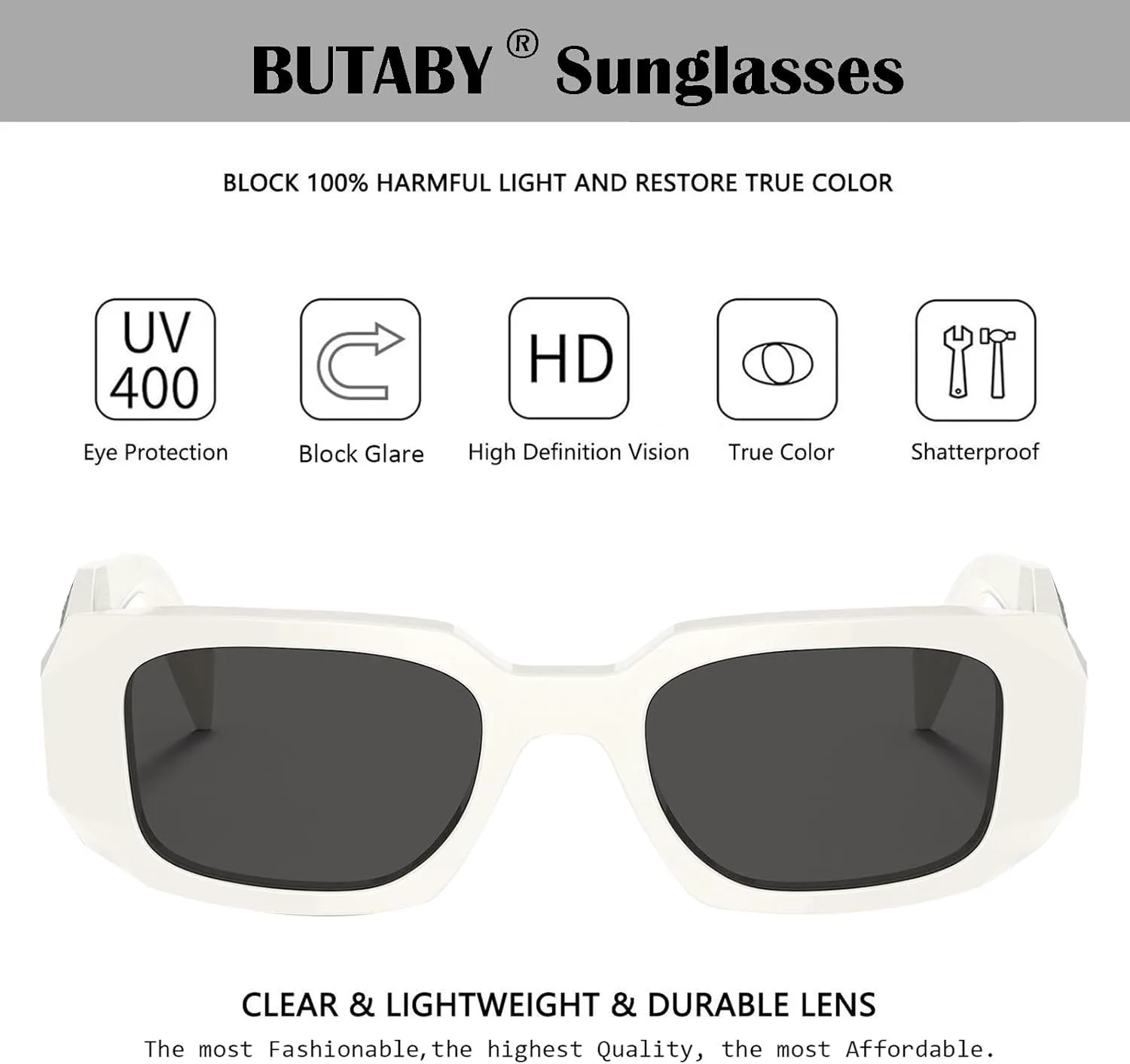 BUTABY Модные прямоугольные солнцезащитные очки для женщин и мужчин, ретро-солнцезащитные очки в винтажном стиле, квадратная оправа, White Frame Grey Lens
BUTABY Модные прямоугольные солнцезащитные очки для женщин и мужчин, ретро-солнцезащитные очки в винтажном стиле, квадратная оправа, White Frame Grey Lens