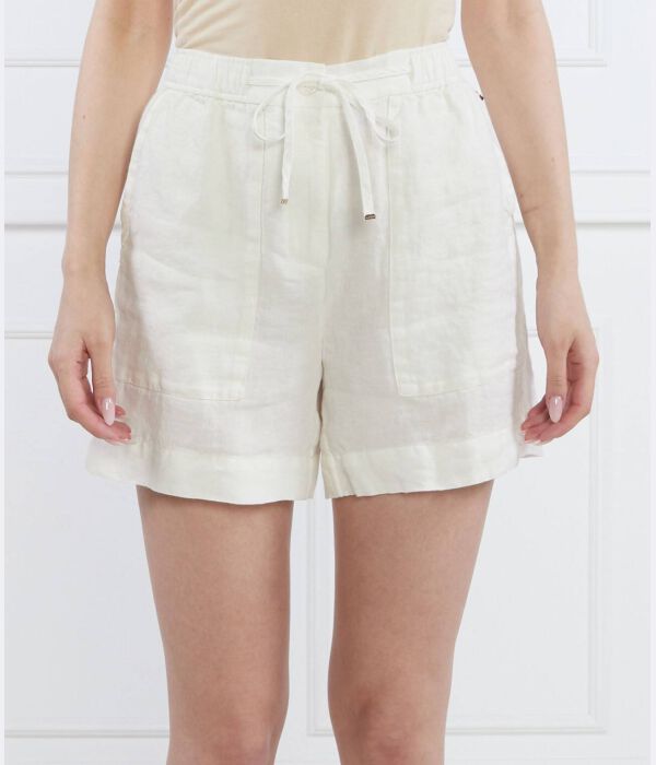 Шорты женские Tommy Hilfiger льняные на кулиске, бежевый 
Шорты женские Tommy Hilfiger льняные на кулиске, бежевый